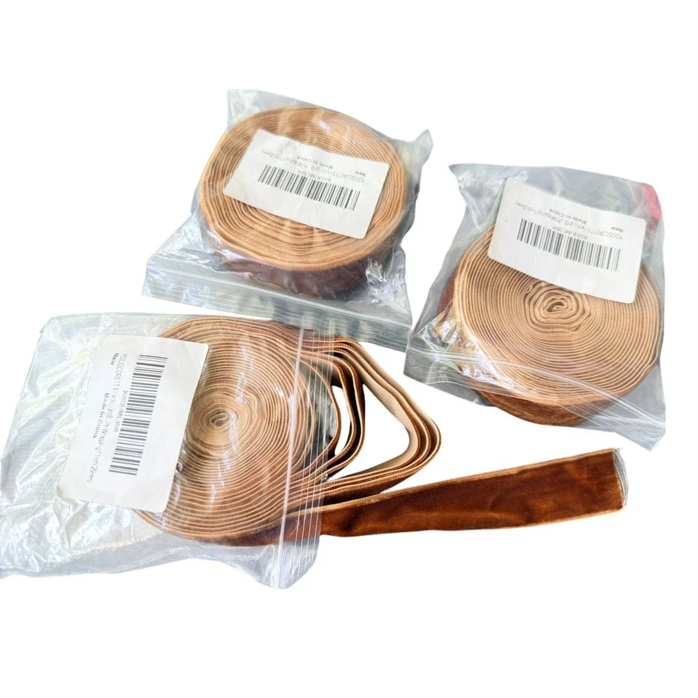 YOOGCORETT Velvet Ribbon 3 Rolls 15 Yards Light Brown New 1 Inch Craft‎ Trim